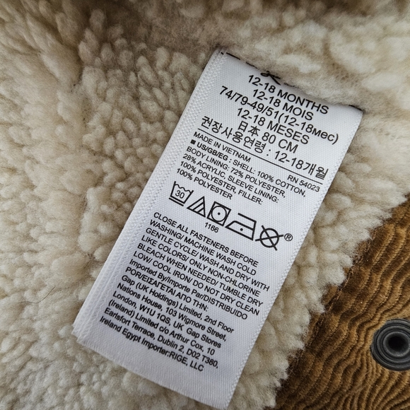 Nwot Toddler Baby Gap Denim Brown Cordoroy Sherpa Longsleeve Front Snap … - Picture 15 of 17